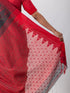Rusted Red & Grey Handloom Saree with Blouse Fabric